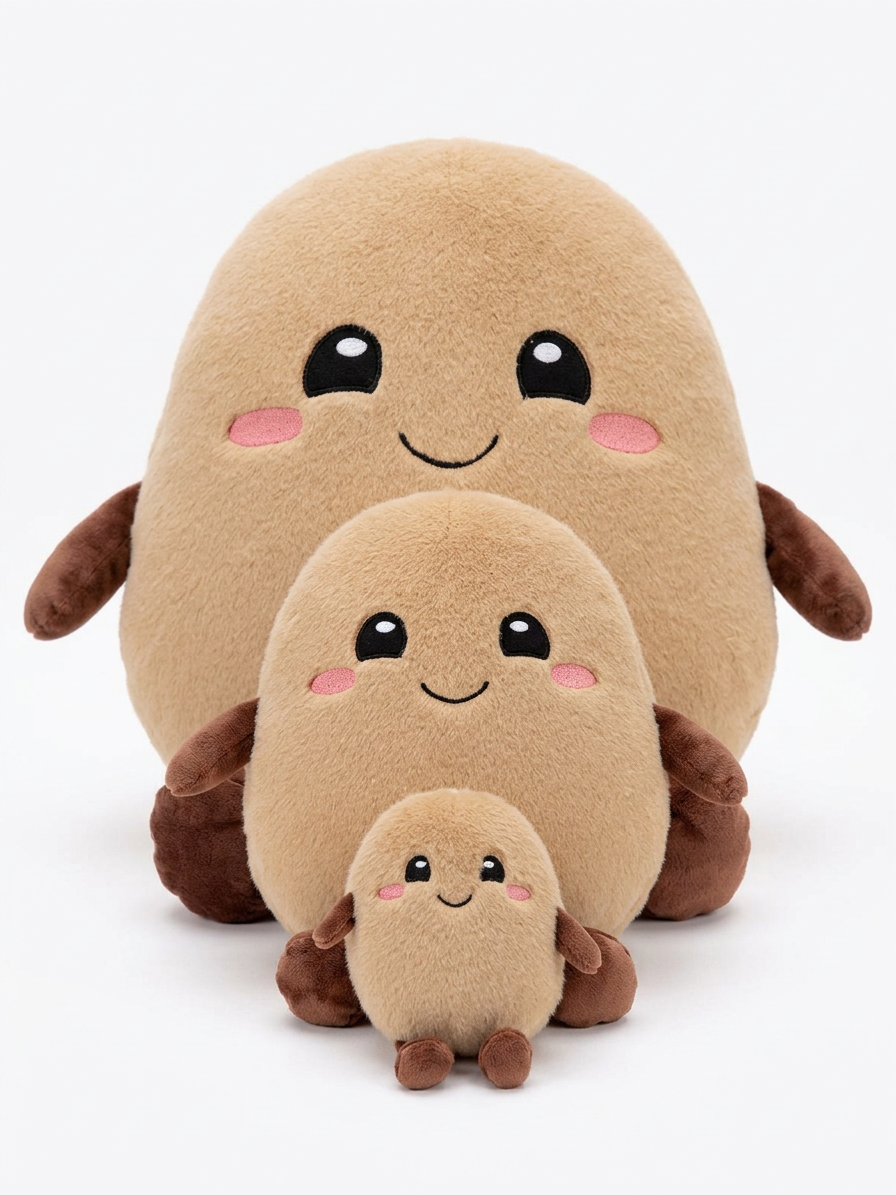 Plüsch-Kartoffel Kuscheltier | Süßes Kuschelkissen mit Lächeln – 13cm / 30cm / 45cm |