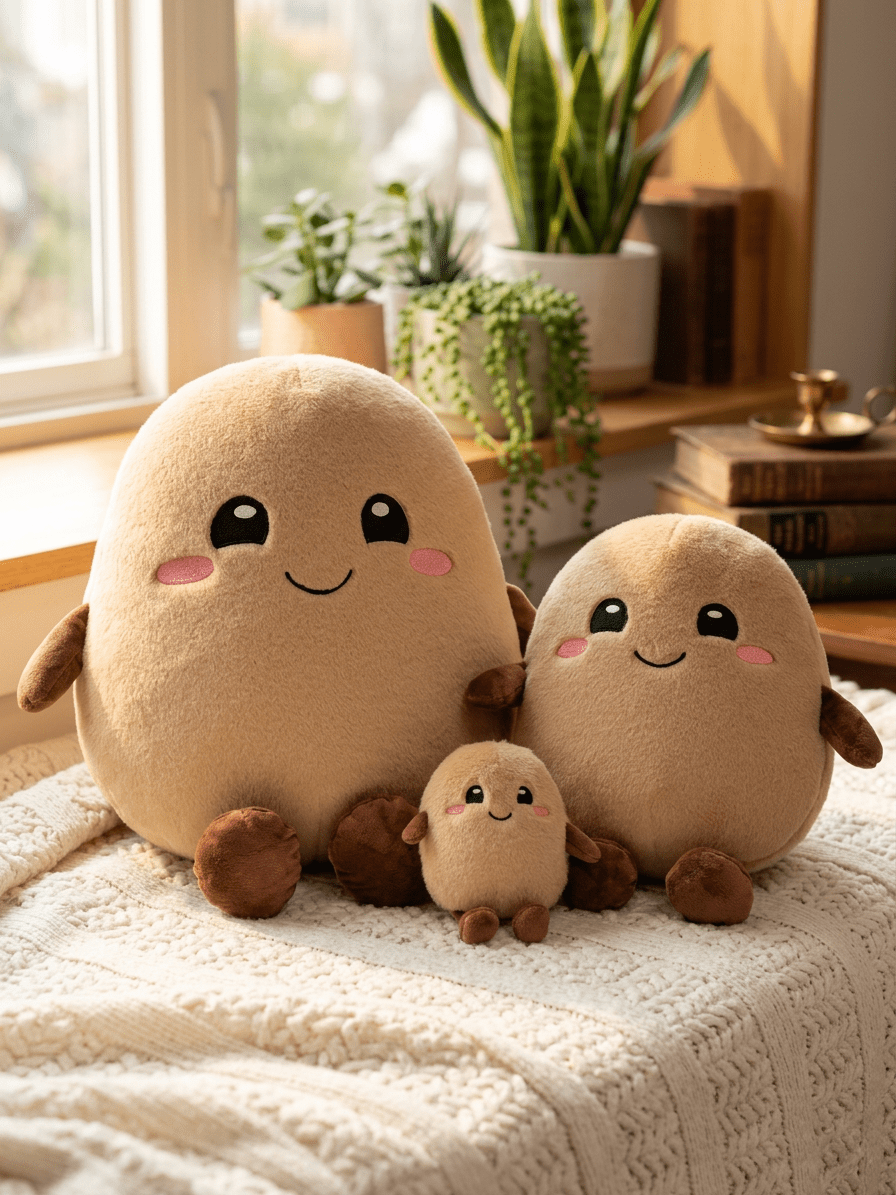 Plüsch - Kartoffel Kuscheltier | Süßes Kuschelkissen mit Lächeln – 13cm / 30cm / 45cm | - Kartoffel Geflüster